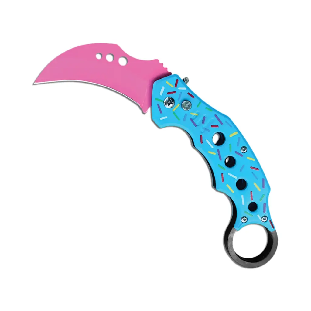 Cupcake Operator Quick-Deploy Karambit Automatic Knife - Blue Aluminum