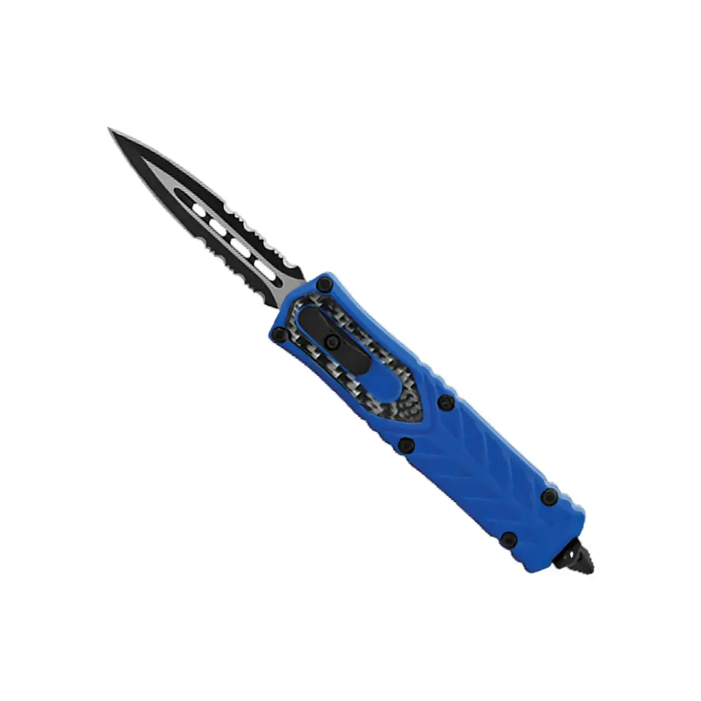 Carbon Strike Quick-Slide OTF Knife - Blue Carbon Fiber
