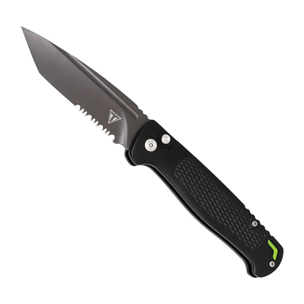 Blackout Sentinel Rapid-Deploy Tanto Automatic Knife - Matte Black Aluminum