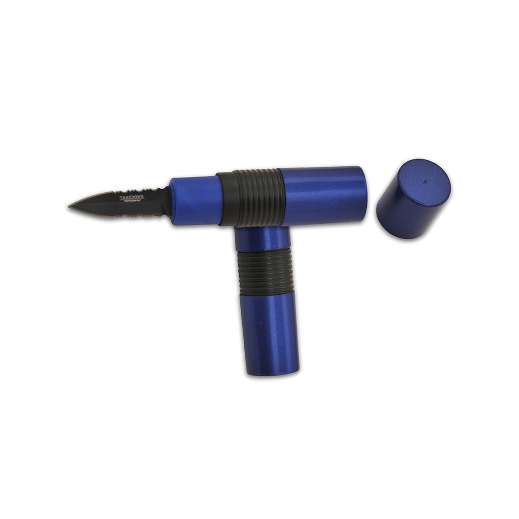 Cipher Cylinder Covert Hidden Pen Knife - Matte Blue