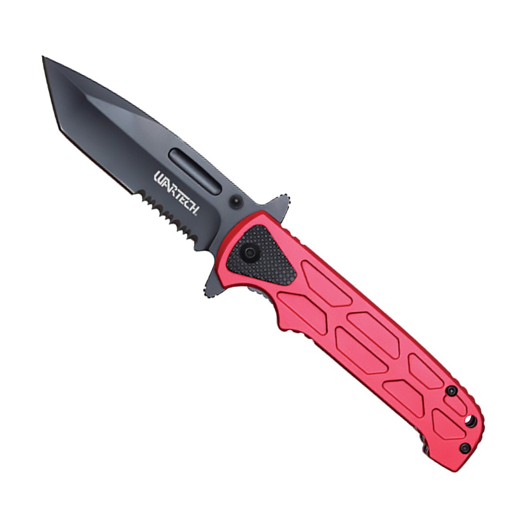 Crimson Hex Quick-Deploy Spring Assisted Pocket Knife - Red Aluminum