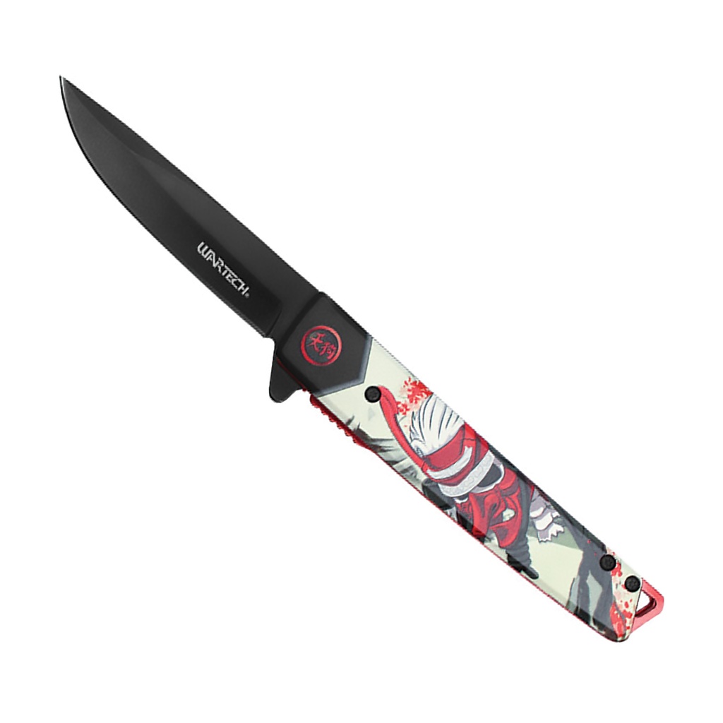 Tengu Crest Quick-Deploy Spring Assisted Knife - Red/White