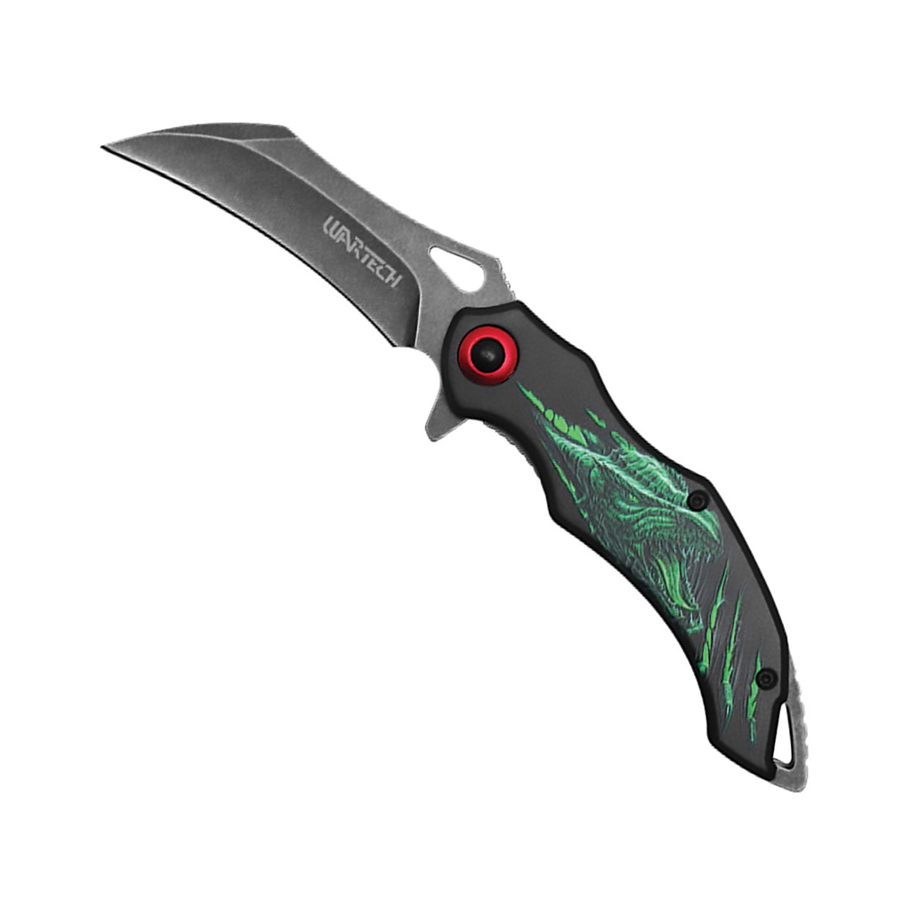 Emerald Dragon Quick-Deploy Spring Assisted Pocket Knife - Stonewash
