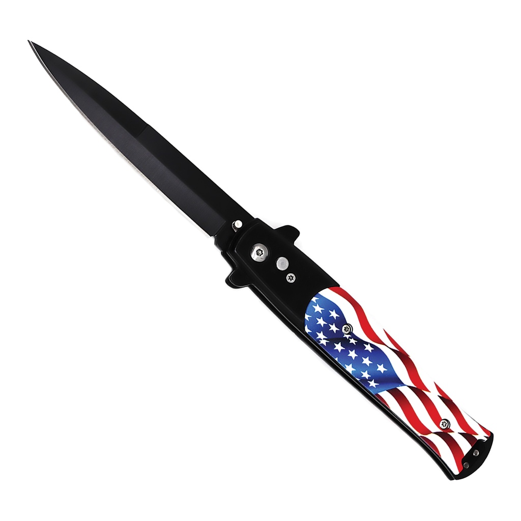 Flagbearer Quick-Deploy Stiletto Automatic Knife - Matte Black