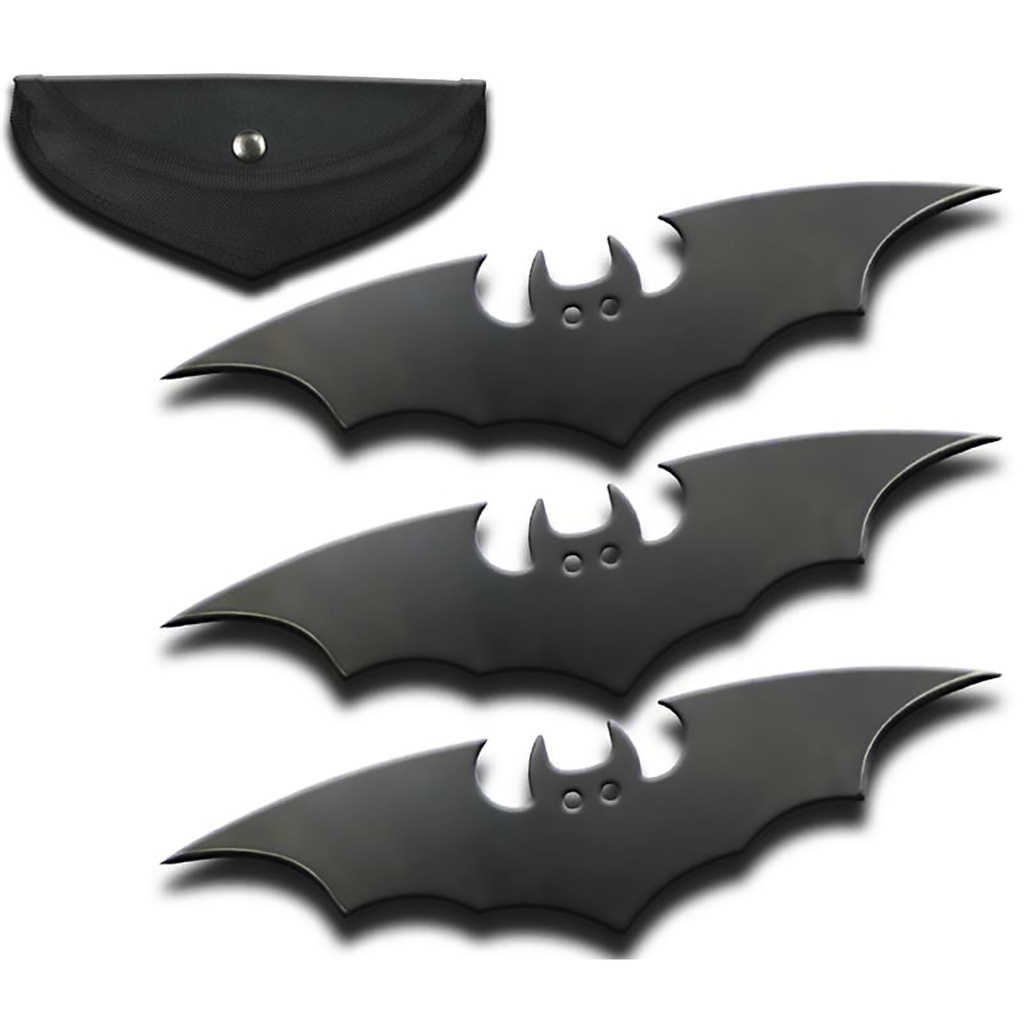Nightstrike Bat Precision Throwing Knife Set - Midnight Black