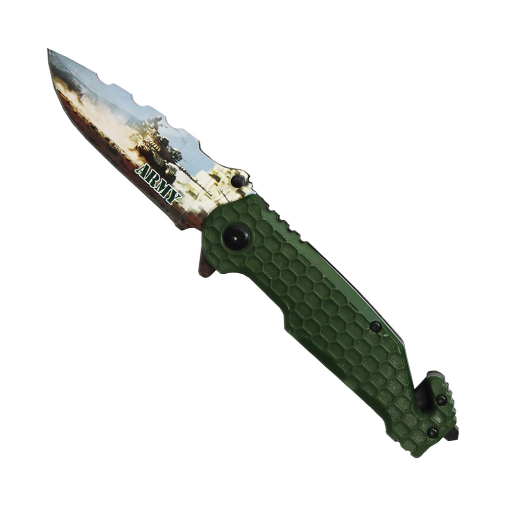 Honor Guard Quick-Deploy Spring-Assisted Rescue Knife - Army Graphic