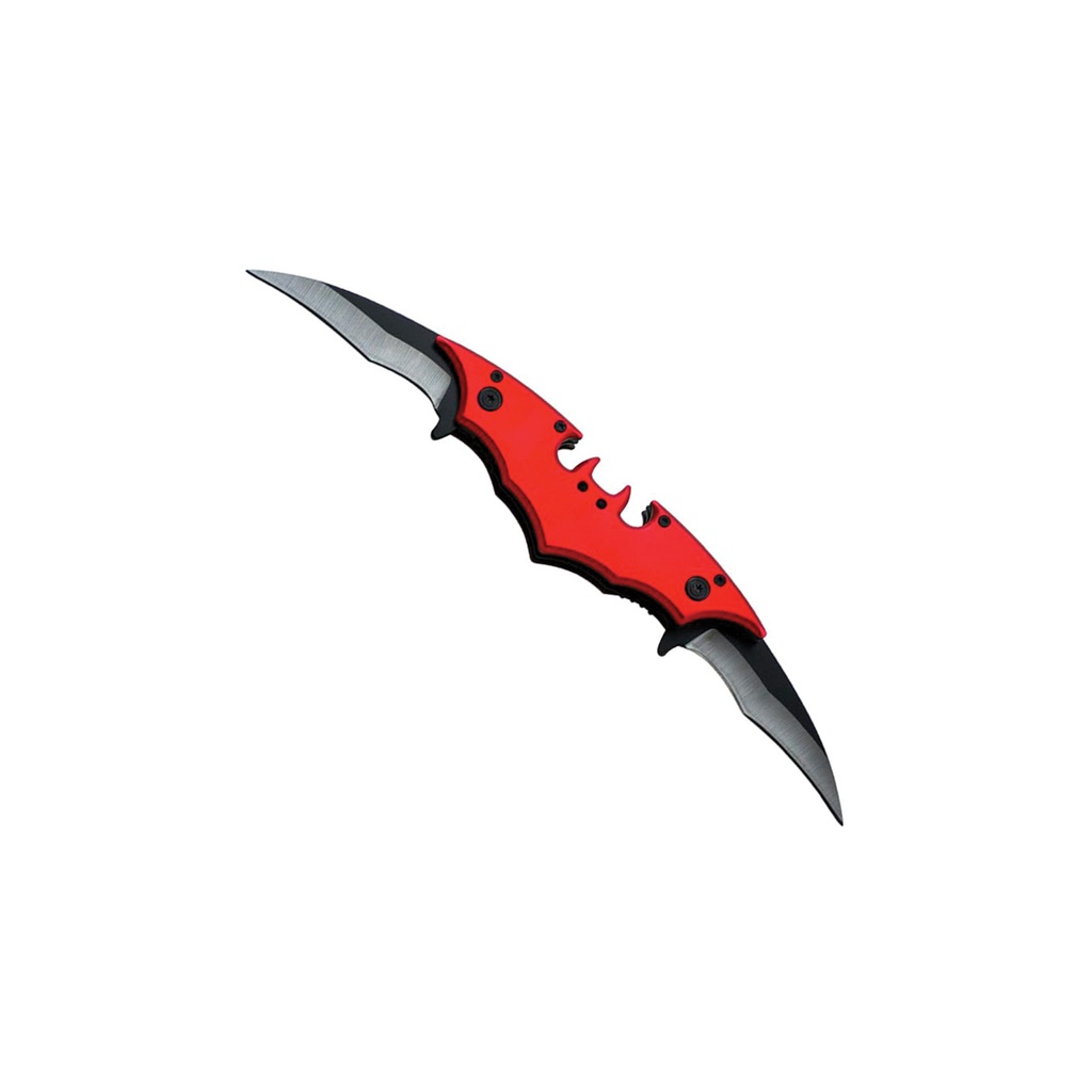 Crimson Nightwing Dual-Blade Assisted Pocket Knife - Red Bat