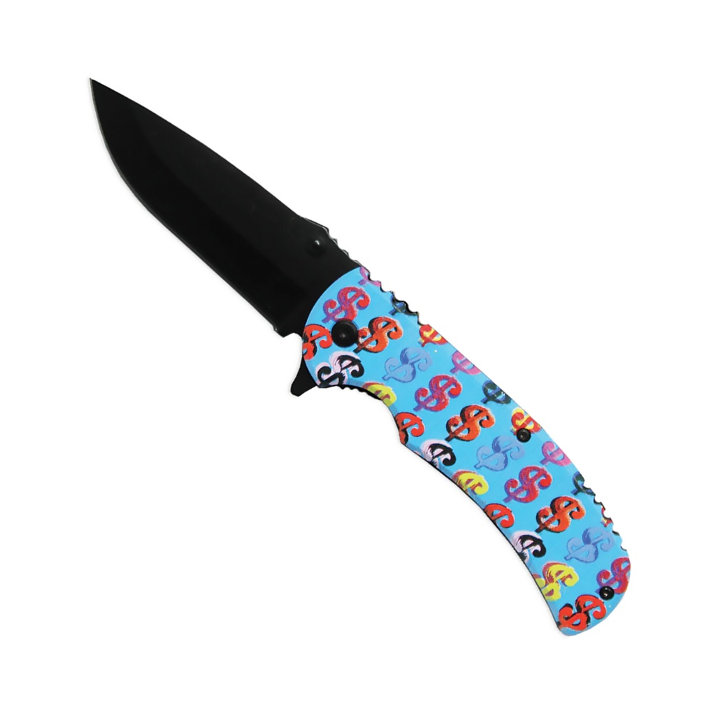 Cash Canvas Pop-Art Assisted Folding Knife - Blue Aluminum