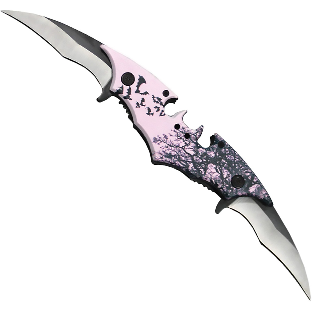 Nightwing Dual-Strike Assisted Pocket Knife - Pink Bat