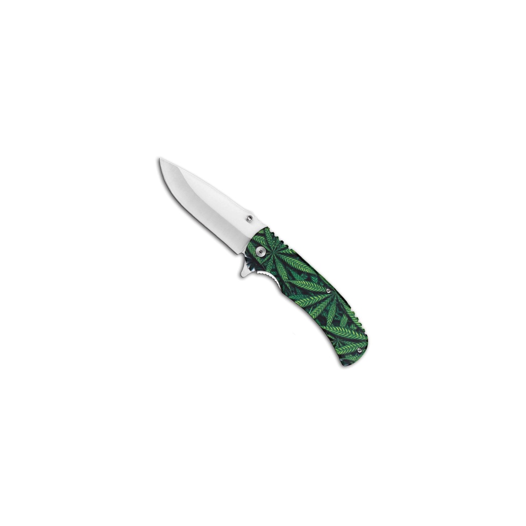 Rebel Marji Leaf Assisted Opening Knife - Green Aluminum