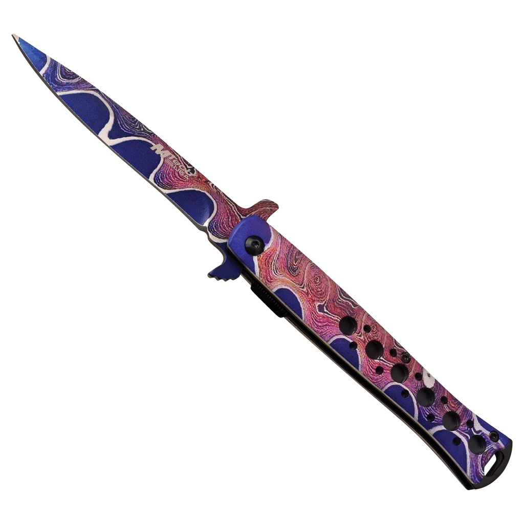 Psychedelic Stiletto Assisted Opening Knife - Tie Dye Purple