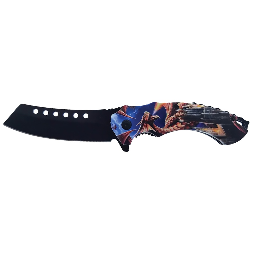 Mythic Inferno Dragon Butcher Folding Knife - Black Stainless