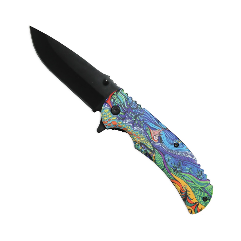 Splash of Brilliance Spring-Assisted Pocket Knife - Multicolor Aluminum