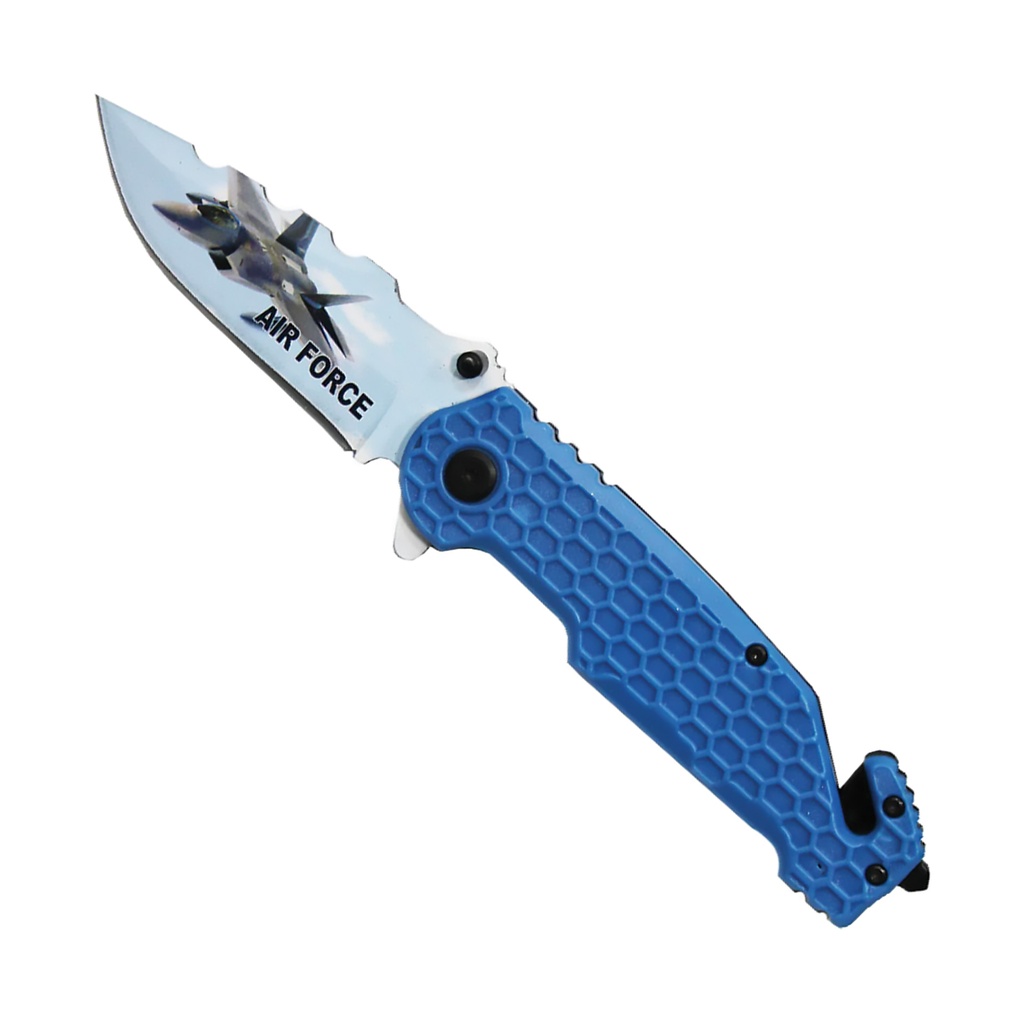Honor Guard Air Force Tactical Rescue Knife - Blue ABS