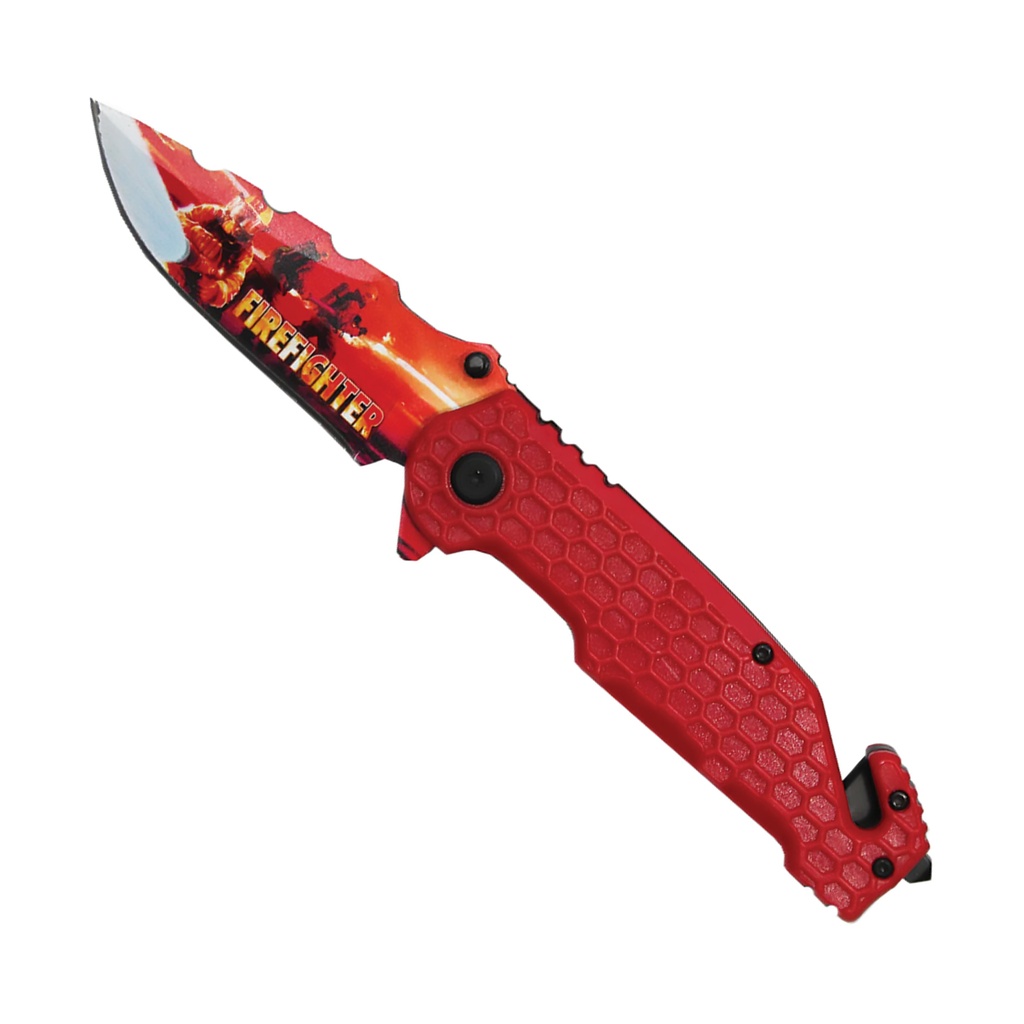 Honor Guard Fireline Tactical Rescue Knife - Red ABS
