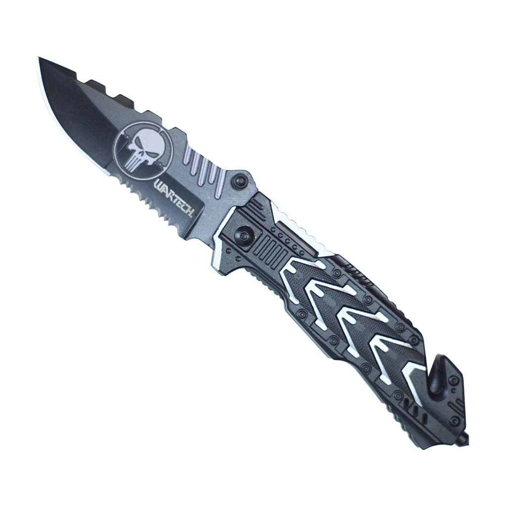 Target Skull Rapid-Deploy Assisted Knife - Grey Steel