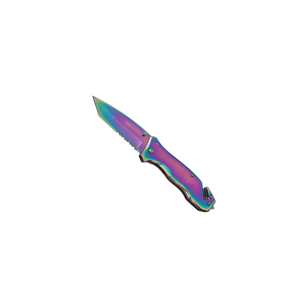 Iridescent Rescue Edge Assisted Opening Knife - Rainbow Titanium