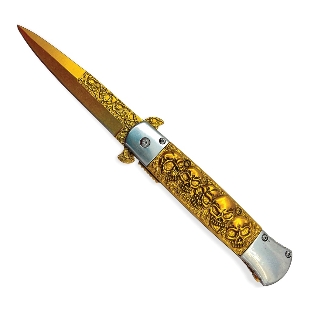 Reaper’s Gold Legion Assisted Opening Knife - Skull Metal