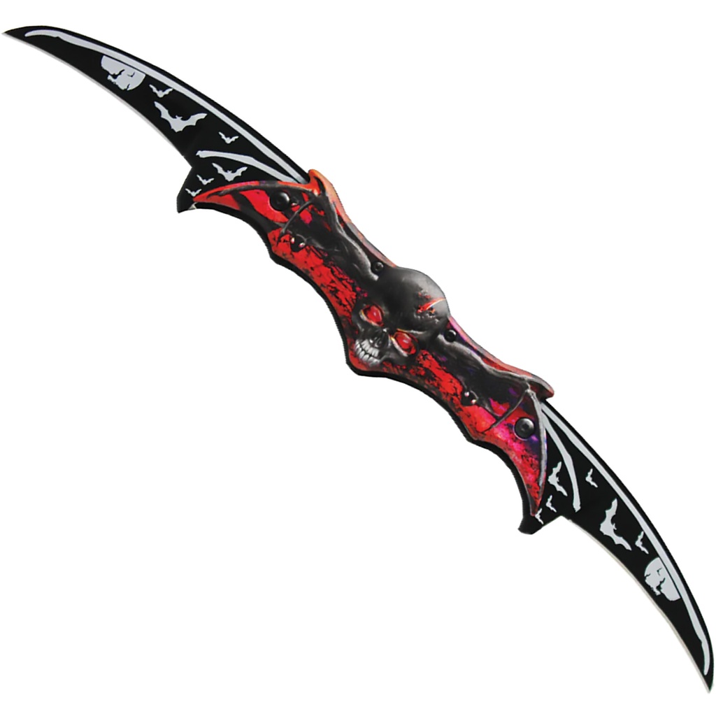 Aviator Skull Dual-Blade Assisted Knife - Black Steel