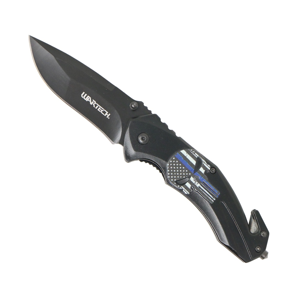 Blue Line Reaper Assisted Rescue Knife - Black Steel