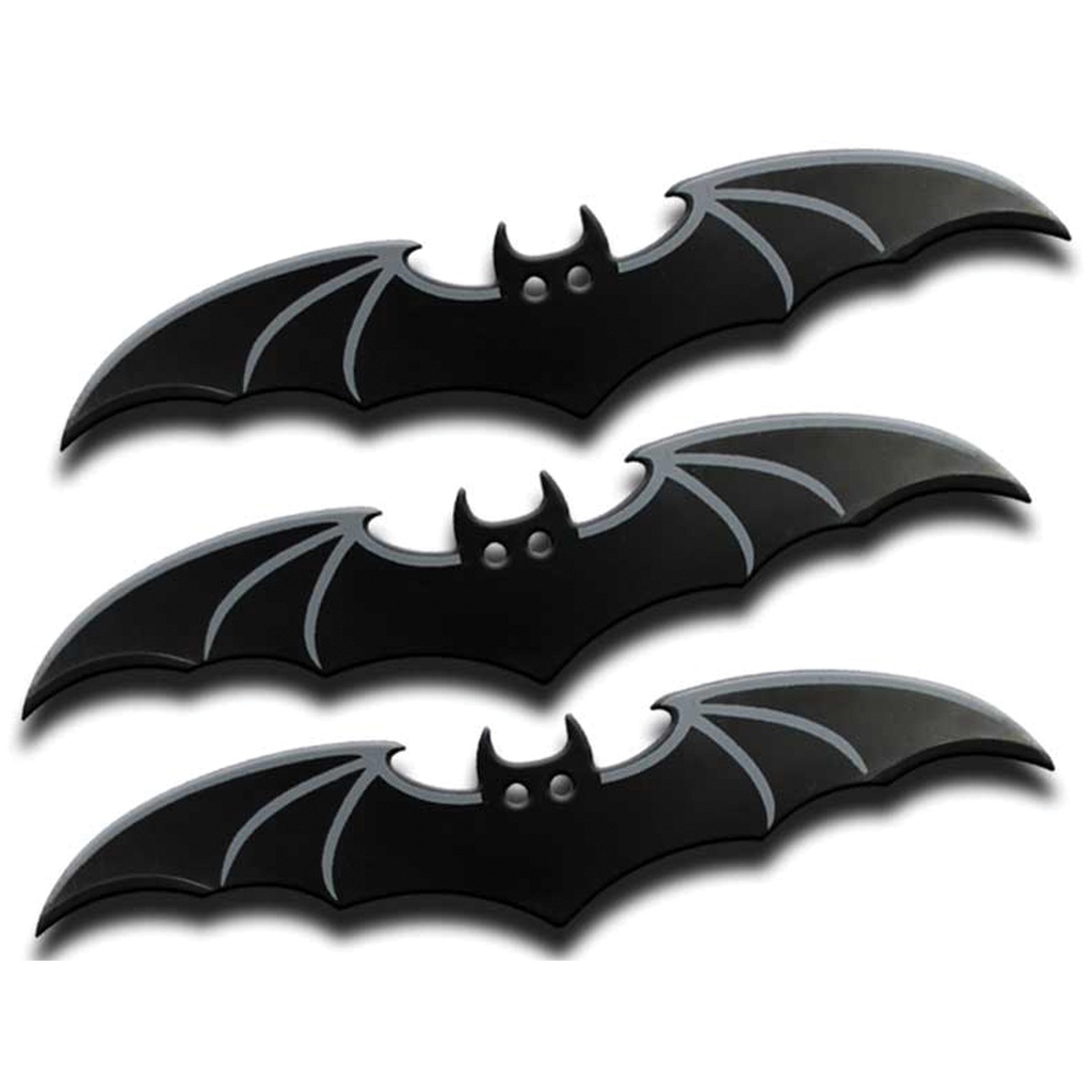 Night Flight Bat-Wing Throwing Knife Set - Black and Silver