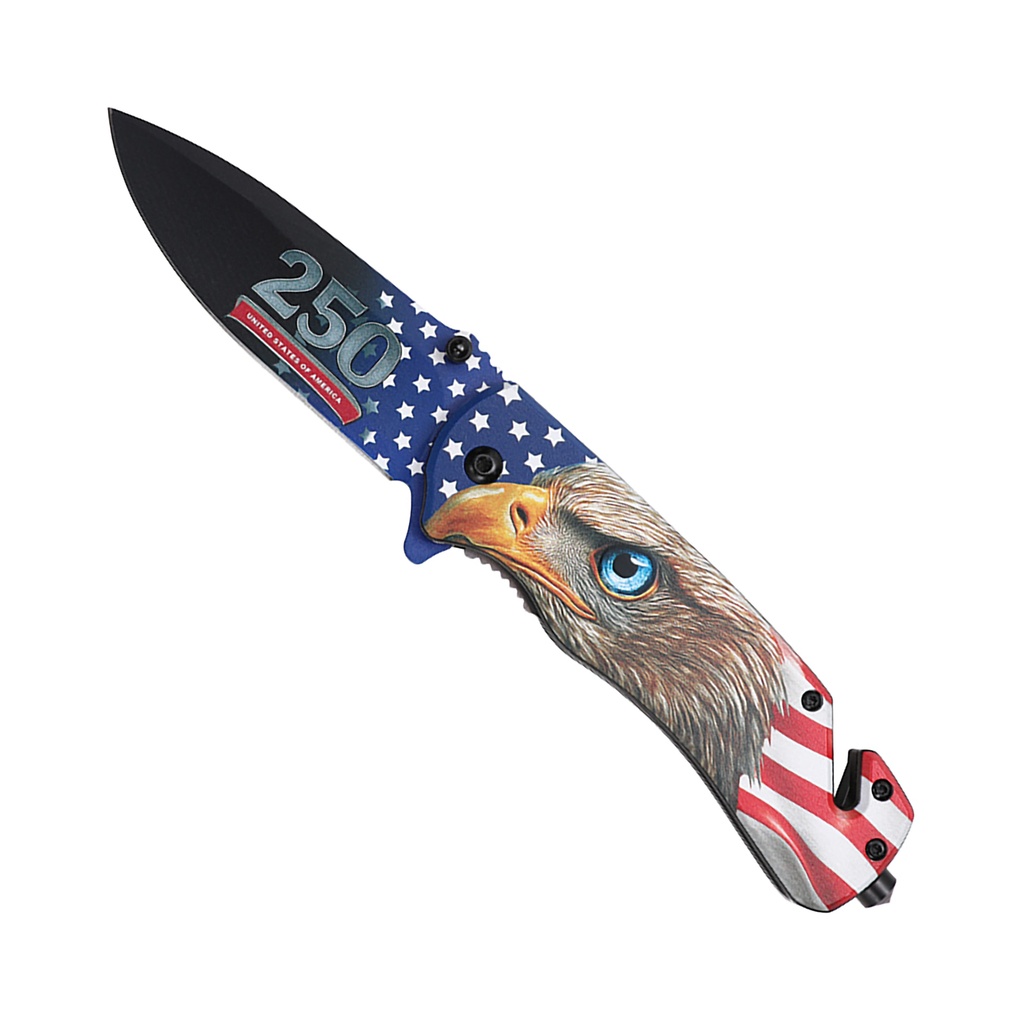 Eagle 250 Patriot Rescue Spring-Assisted Knife - Flag Aluminum