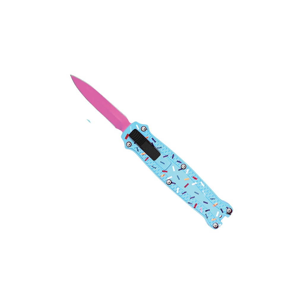Cupcake Frost Front-Switch Mini OTF Knife - Blue Aluminum