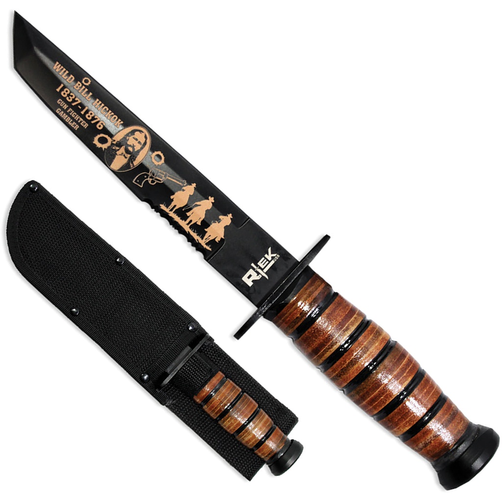 Wild Frontier Hickok Survival Tanto Knife - Black Leather