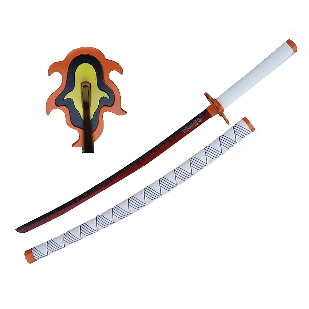Demon Flame Anime Practice Katana Sword - White Orange