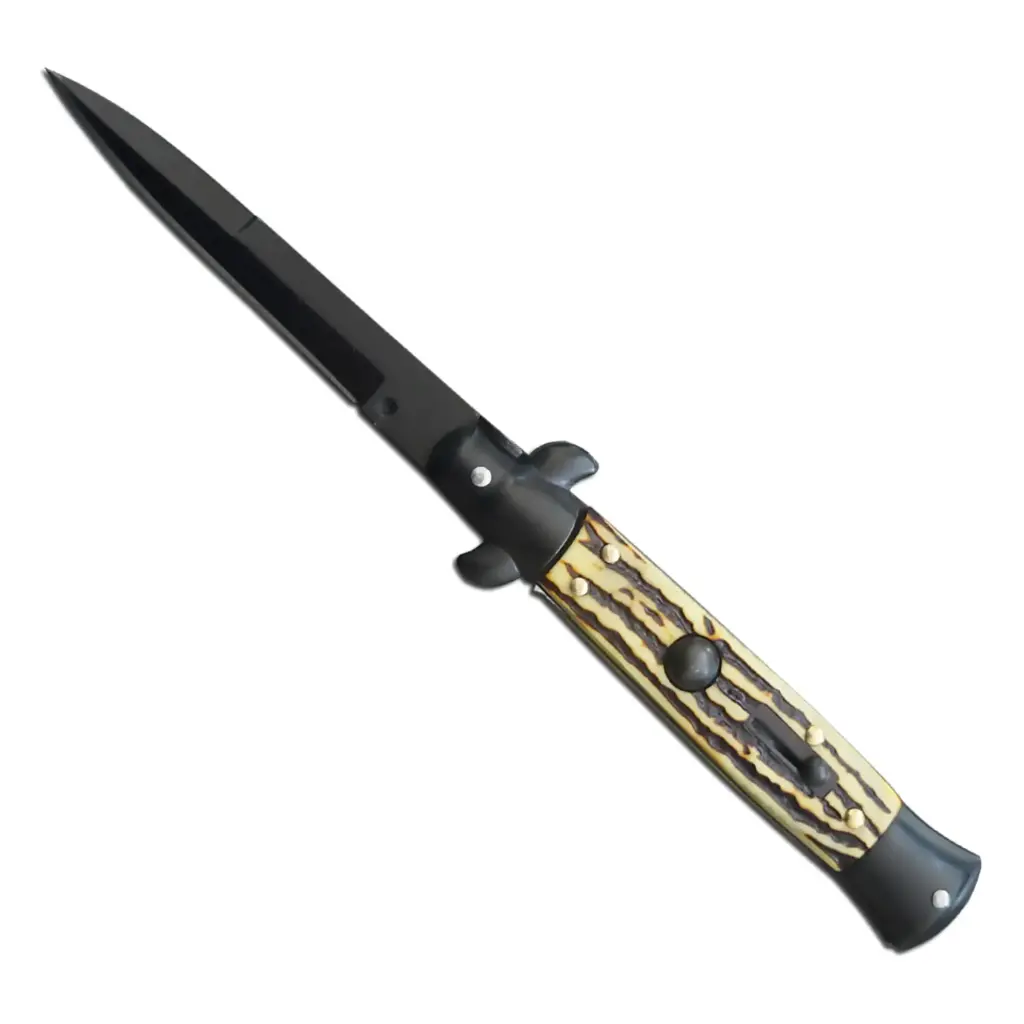 Godfather Legacy Stiletto Automatic Knife - Black Stag