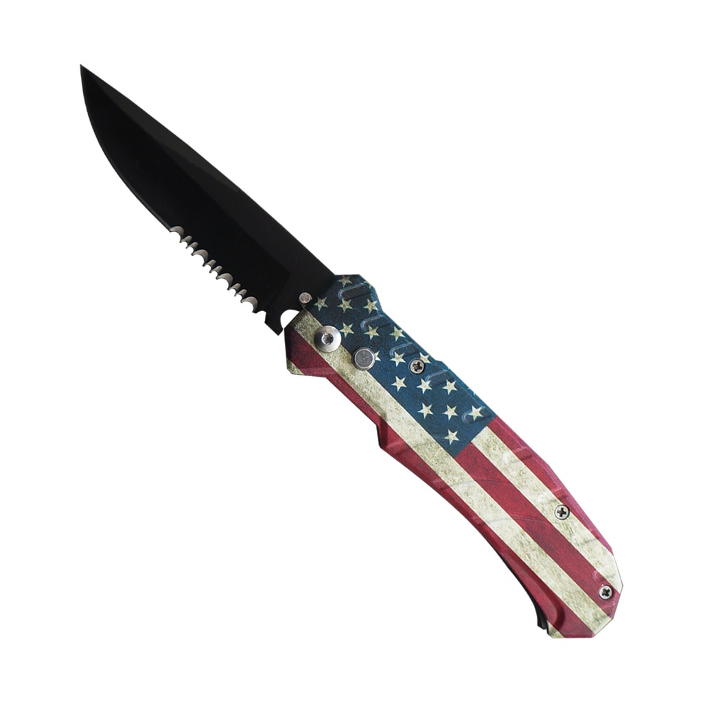 Stars & Stripes Rapid-Deploy Automatic Knife - Black Matte