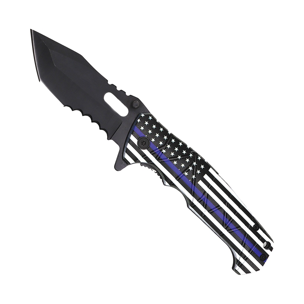 Thin Line Duty Assisted Opening Knife - Blueline Flag