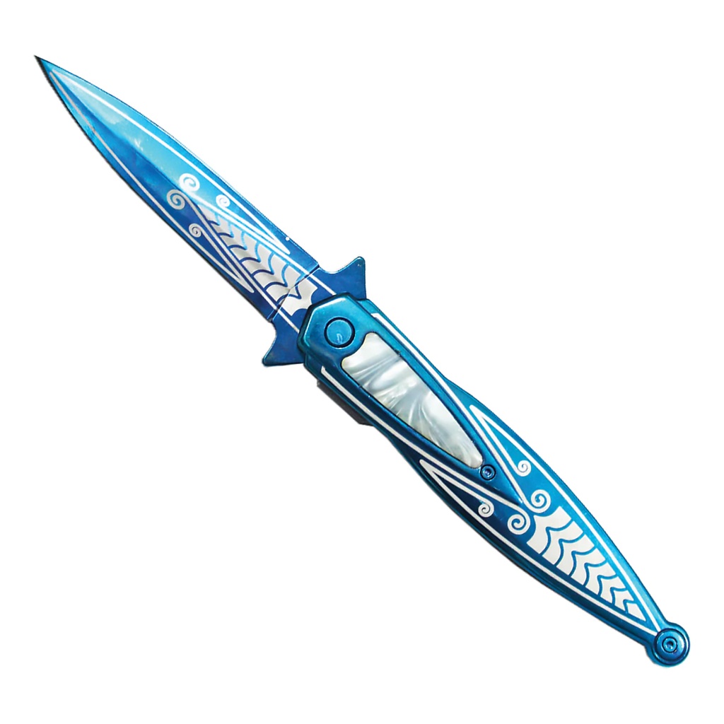 Scrollforge Fantasy Assisted Opening Knife - Blue with White