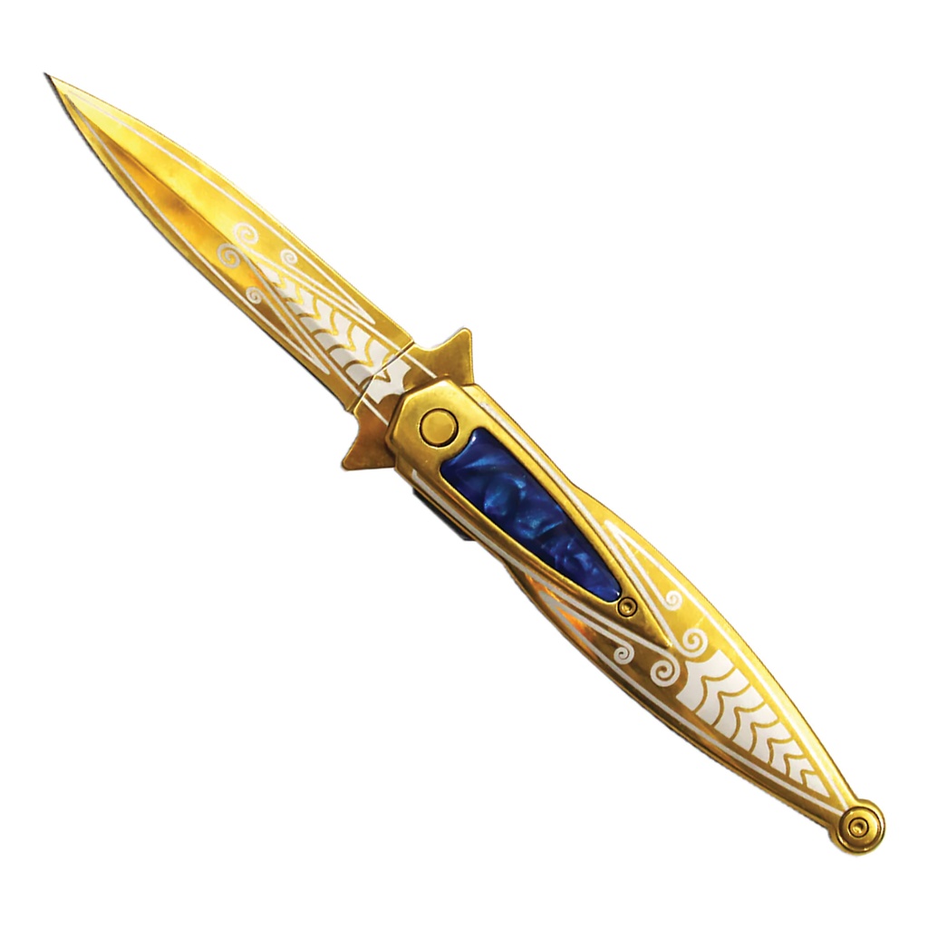 Royal Sigil Fantasy Assisted Opening Knife - Gold with Blue