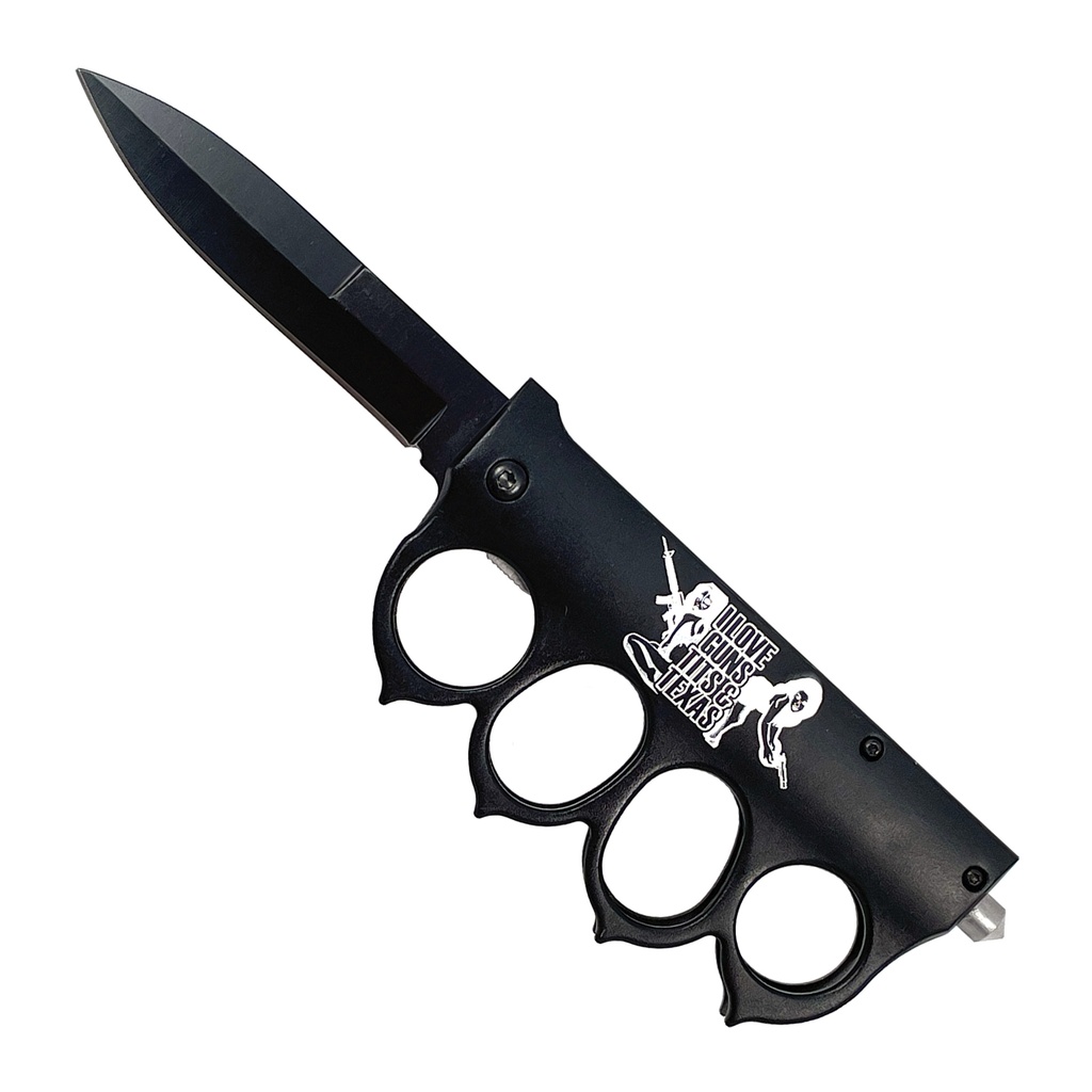 Outlaw Patriot Knuckle-Assisted Trench Knife - Black Aluminum