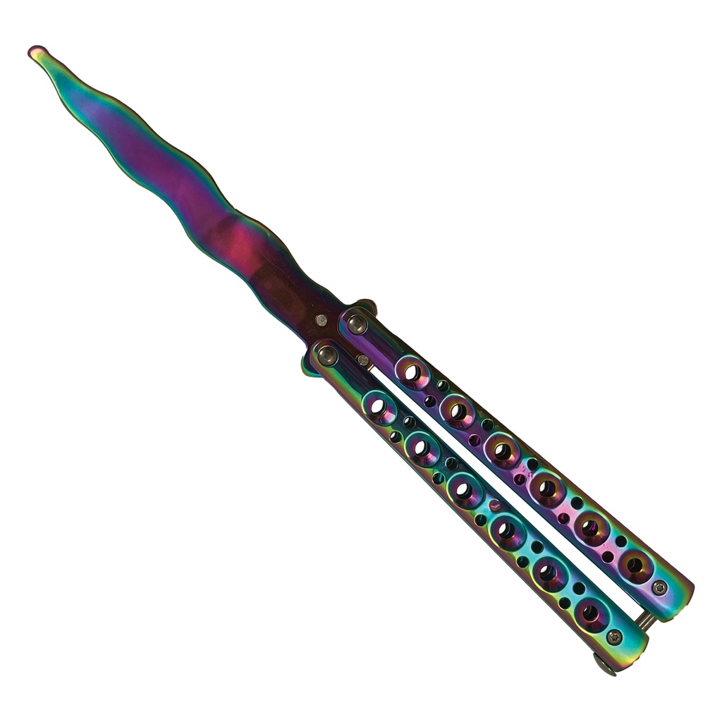 Classic 6 Hole Handle Training Butterfly Knife - Rainbow