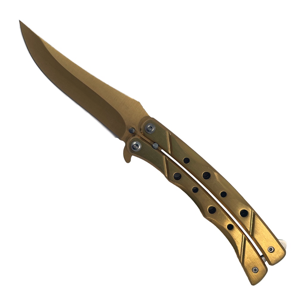 Upswept Blade Butterfly Knife - Gold