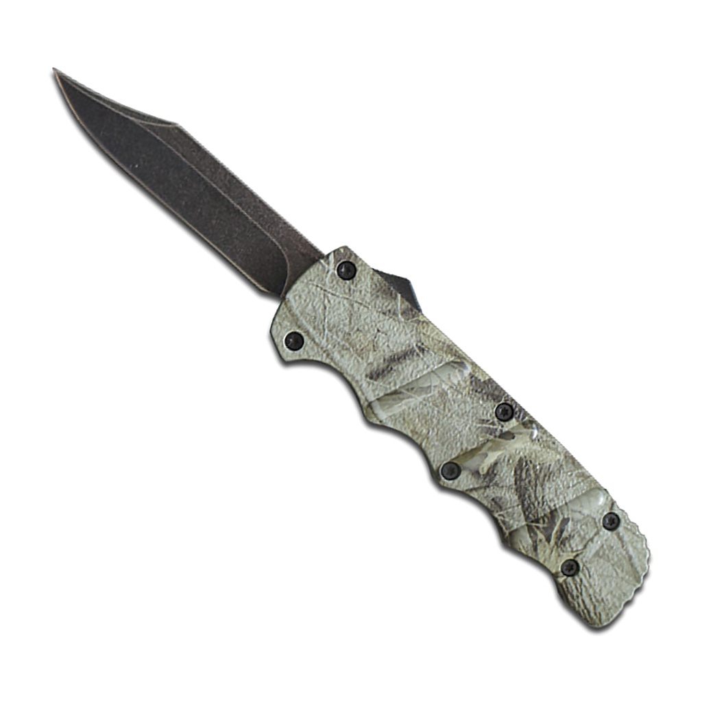 Treeline Recon Bowie OTF Knife - Green Leaf Camo