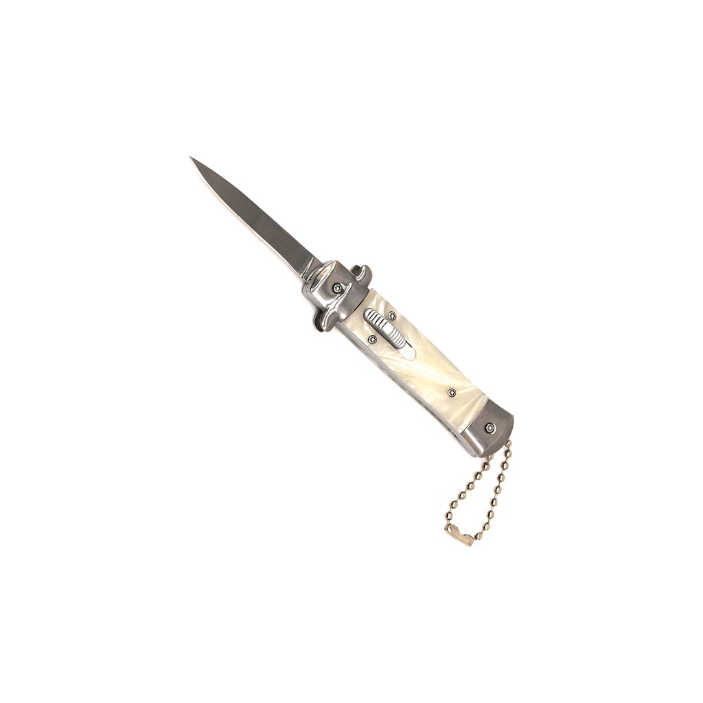 Pearl Milano Mini Stiletto OTF Knife - White Keychain