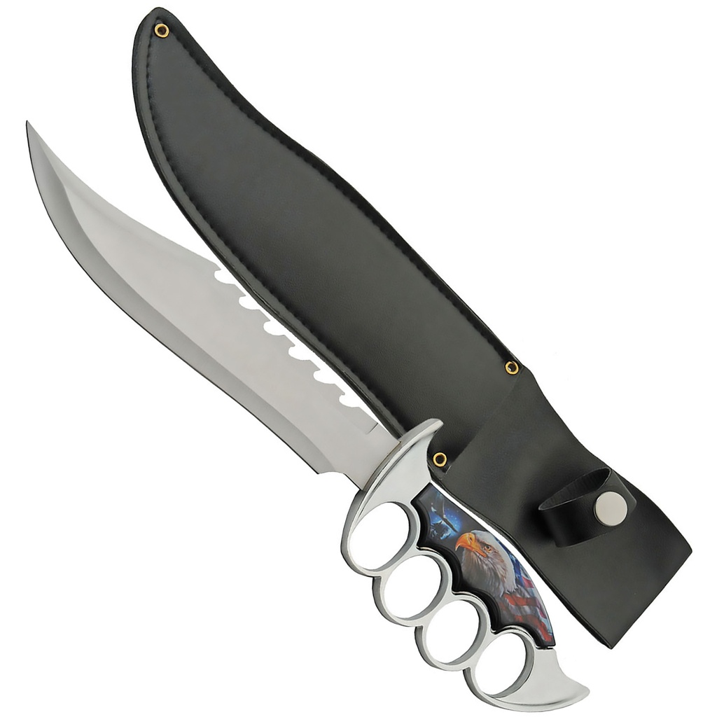 Liberty Talon Knuckle-Guard Fixed Blade Knife - Eagle Flag