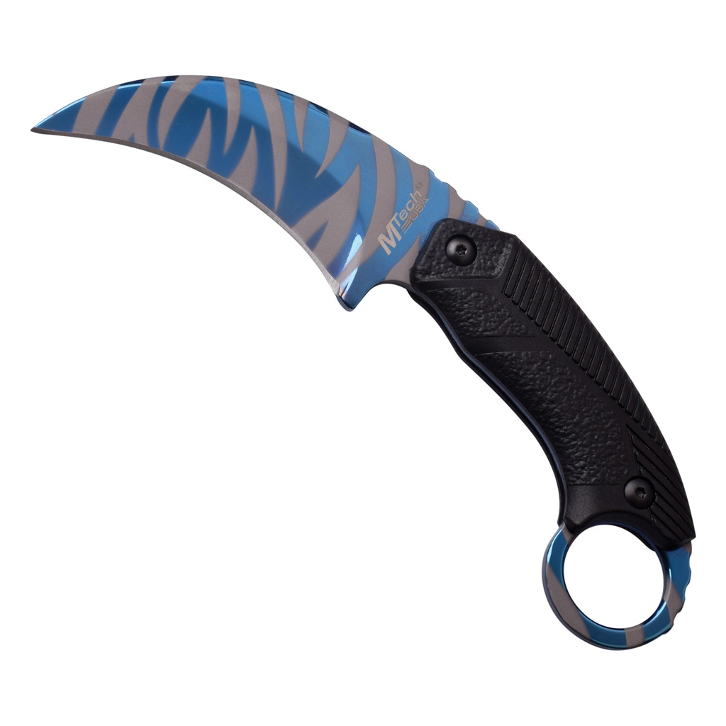 Blue Tiger Talon Karambit Knife - Electric Blue