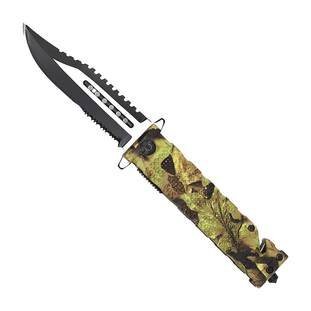 Camo Sawback Responder Assisted Opening Knife - Leaf Camo