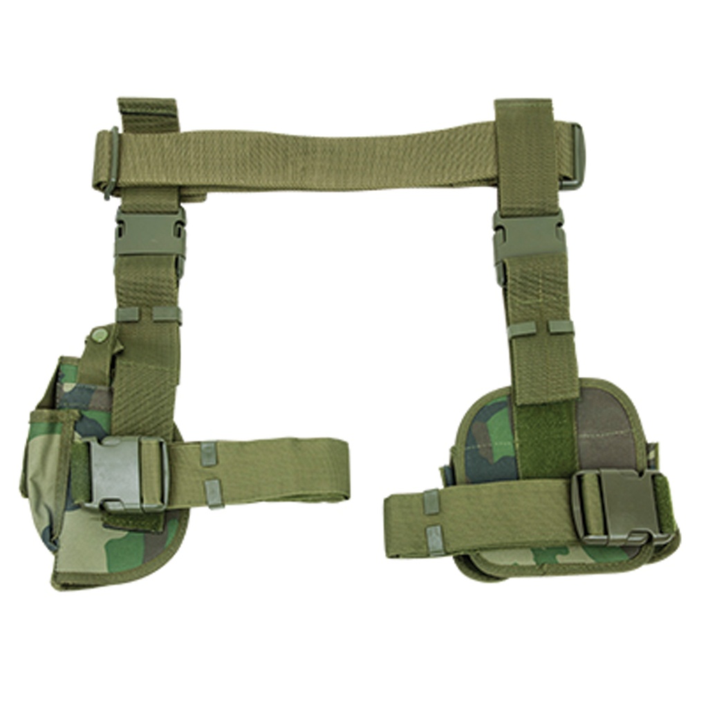 Belt with Drop Leg Holster and Mag Holster - Woodland Camo