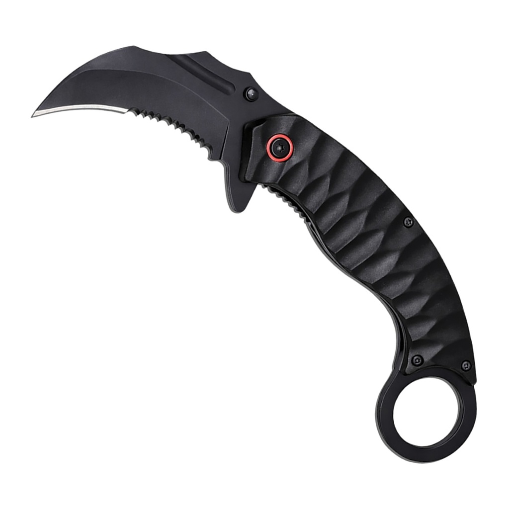 Crimson Ring Rapid-Deploy Karambit Knife - Midnight Black