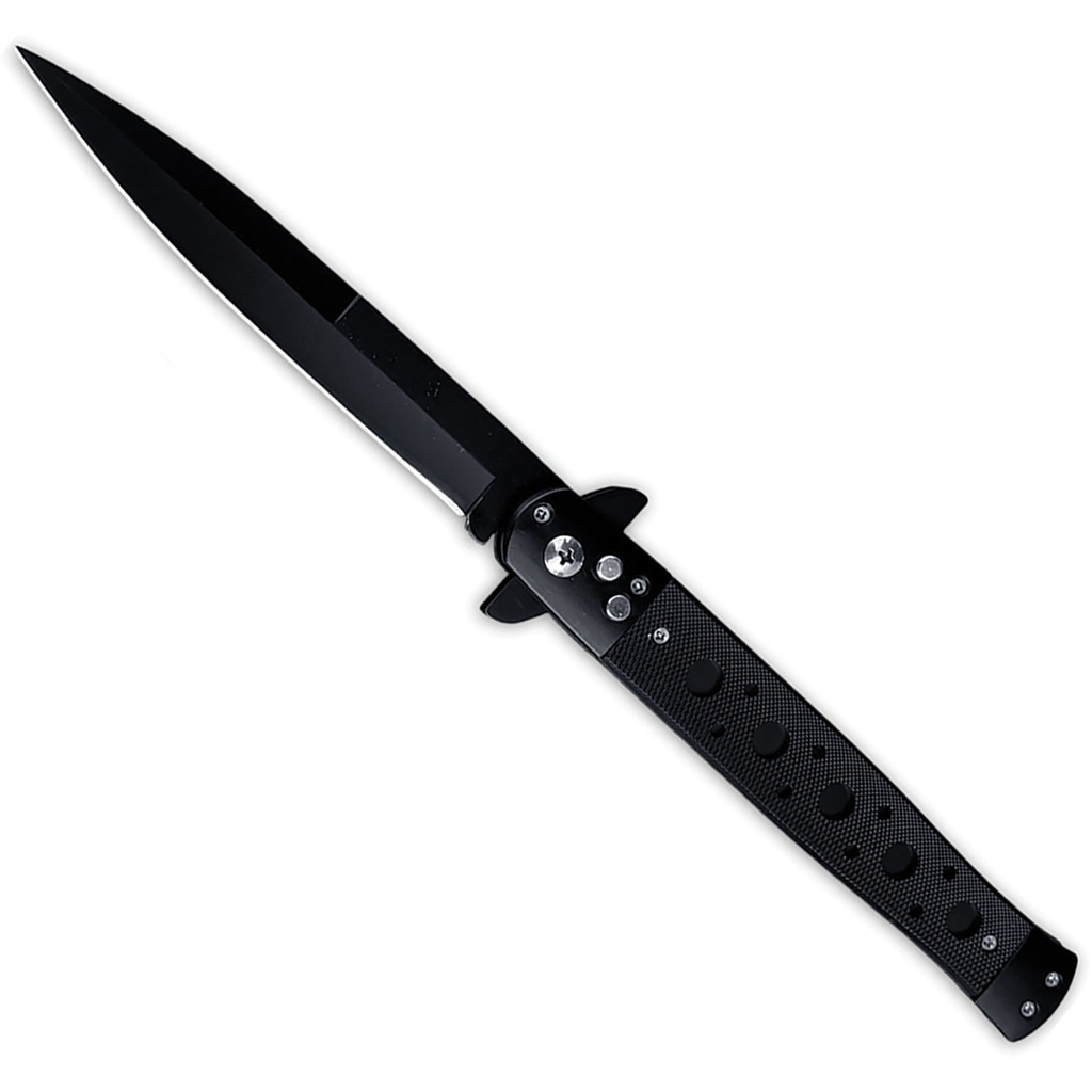 Midnight Enforcer Oversized Stiletto Automatic Knife - Black Aluminum