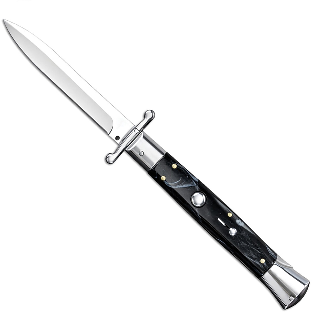Midnight Vendetta Swing-Guard Stiletto Automatic Knife - Black Pearl