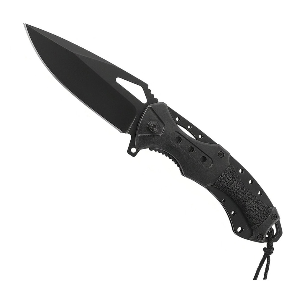 Blackout Paracord Operator Assisted Folding Knife - ABS Black
