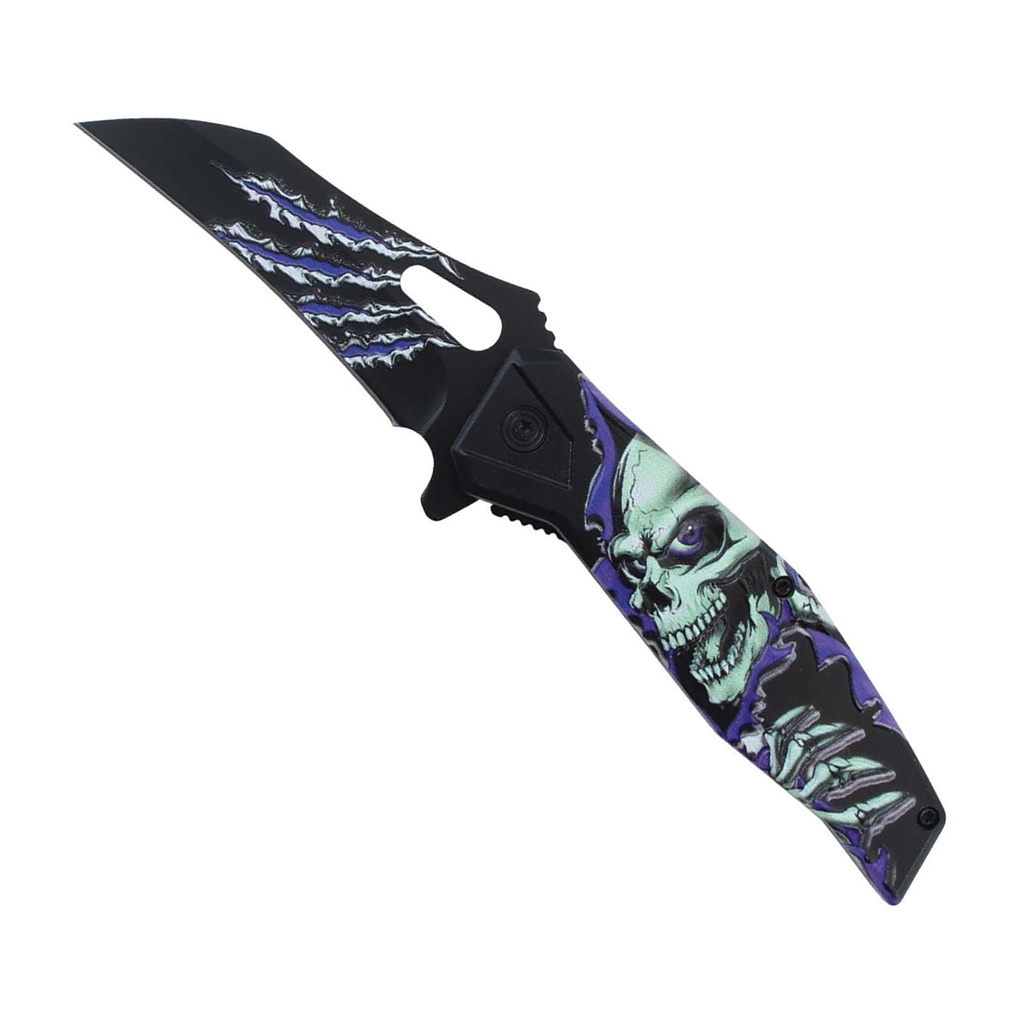 Reaper Scratch Fast-Deploy Folding Knife - Purple Skull