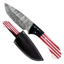 SAMPLE -Stars & Stripes Field-Ready Damascus Hunting Knife - USA Flag Resin