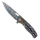 Ballistic Canvas EDC Folding Knife - Damascus Etched Micarta